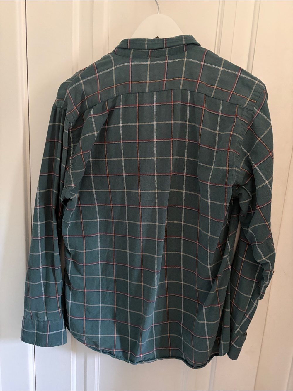 Vintage Teal Plaid Cotton Flannel (Size M) - Picture 7 of 8